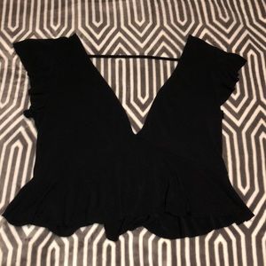Black crop top blouse